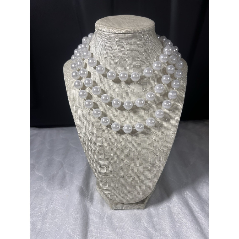 46" Strand Of Faux Pearls Necklace